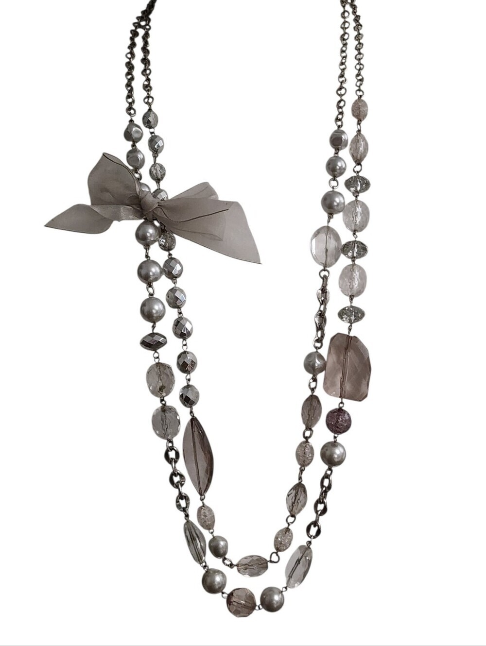New York & Co Multi Bead Necklace Bow